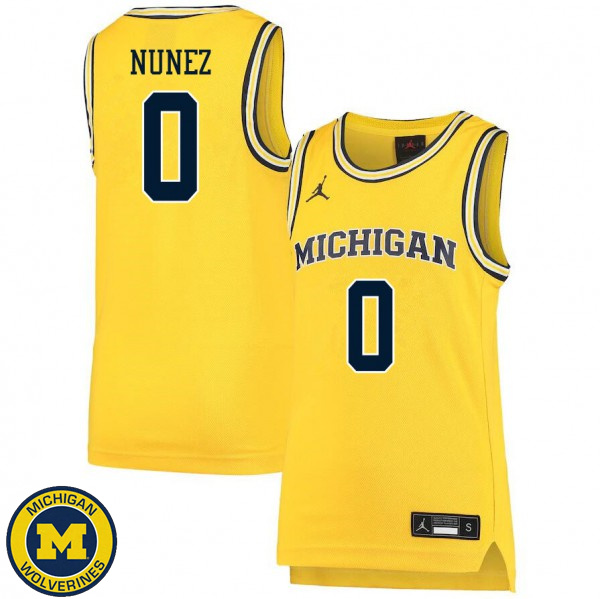 Men's University of Michigan #0 Adrien Nunez Yellow Player Basketball Jersey